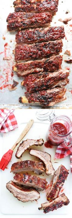 
                    
                        The secret to these #bbq #ribs on foodiecrush.com is they're baked in the oven before going on the grill for a super moist bite very time
                    
                