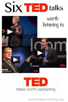 
                    
                        I love listening to Podcasts or TED talks when I'm working around the house doing laundry or dishes or making dinner.  These are 6 TED talks definitely worth listening to!
                    
                