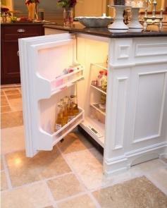 Mini fridge in island for the kids,or for extra coldspace needed for holidays & special occasion prep...in my fictitious DREAM house, of course
