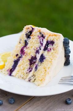 lemon blueberry cake with cream cheese frosting. this is one of my favorite cakes. its the perfect summer cake recipe. we used our own lemons and blueberries from the farmers market. it was kind of dense, but it was absolutely amazing.