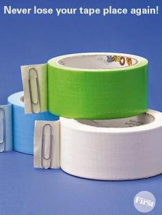 Use a paperclip at the end of a tape roll: life hack