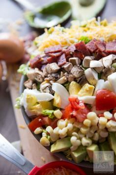 Ultimate Cobb Salad // Pull this healthy salad together in no time. Makes for a bright & colorful appetizer, lunch, or side dish. Great all year long, filing, and delicious! | Tried and Tasty