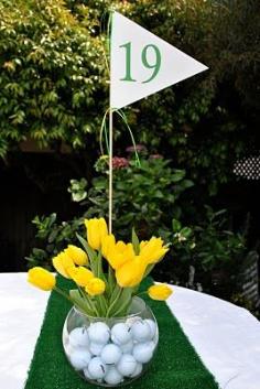 Cute idea for a golfers birthday or tourney center piece.