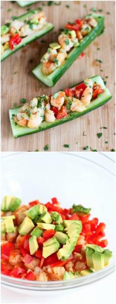 
                    
                        Cumin Orange Shrimp-Stuffed Cucumber Boats Recipe...215 calories and 6 Weight Watchers PP | cookincanuck.com #healthy
                    
                