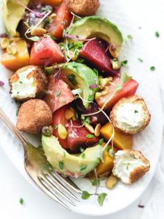 
                    
                        Beet, Avocado and Fried Goat Cheese Salad | foodiecrush.com
                    
                