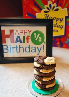 
                    
                        Brookies! (half brownies, half cookies) Perfect for a HALF BIRTHDAY!
                    
                