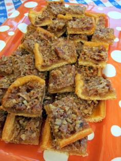 SHUT THE FRONT DOOR!! Crescent Rolls Pecan Bars. I love Pecan Pie ... Must try!!
