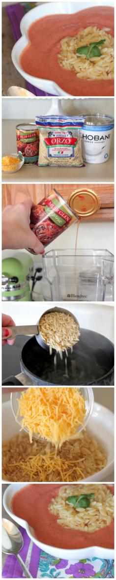 Tomato Soup with Cheese Orzo