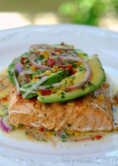 The BEST salmon recipe I've made and eaten.  Grilled salmon with avocado salsa recipe
