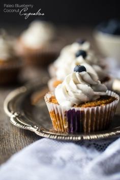 
                    
                        Blueberry Gluten Free Cupcakes with Coconut Cream – These cupcakes mixed with fresh blueberries and topped with coconut cream are a healthier, Paleo-friendly dessert that is perfect for Summer! | Foodfaithfitness.com | Taylor | Food Faith Fitness
                    
                