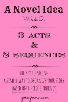 A Novel Idea: Week 2 (3 Acts and 8 Sequences) This week we're talking more about the basic story structure and what goes into each sequence.