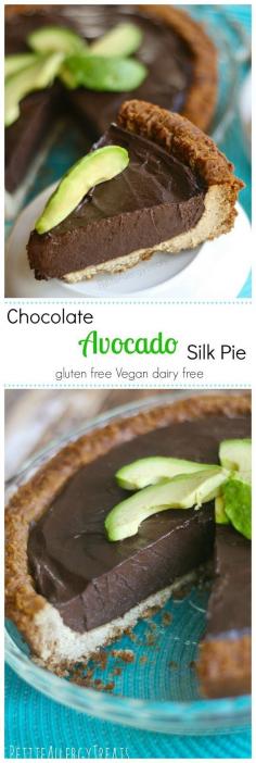 
                    
                        Healthy Chocolate Silk Pie (gluten free vegan dairy free)- Decadent chocolate and avocado blended to a silky pie, no added fat or sugar. avocado, dairy free
                    
                