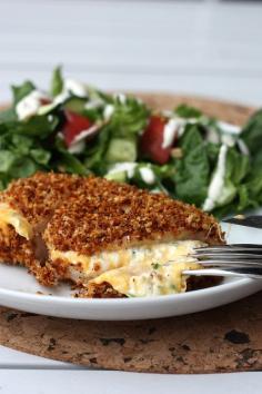 jalapeno popper chicken - Jalapeño Popper Chicken Serves 2. 1/2 cup panko, 2 tsp. canola oil, 1.5 – 2 tsp. taco seasoning, 1 egg, 2 oz. reduced fat cream cheese, 1/4 cup shredded cheddar cheese (we used 2%), 1-2 jalapeño peppers, seeds and ribs removed, minced, 2 chicken breasts. Preheat the oven to 375 and place an ovenproof rack onto a rimmed baking dish. Spray with cooking oil.In a small skillet over medium heat, combine the panko with the canola oil. Cook, stirring often, until the panko is golden and crispy. Place in a shallow bowl or dish. To the panko, add the taco seasoning* and stir to combine.In another shallow bowl or dish, lightly beat an egg. In a small bowl, combine the cream cheese, cheddar cheese, and jalapeños.Using a small utility knife, cut a pocket into the side of each chicken breast, or horizontally slice the chicken through the center, until it is almost butterflied. Season the chicken lightly with salt and pepper, and then divide the cream cheese mixture evenly between each chicken breast’s pocket. Use toothpicks to secure, if necessary.Dip the chicken pieces one at a time first into the egg, and then into the panko mixture, making sure to coat the chicken completely. Place the chicken on the prepared baking rack and cook for about 25-30 minutes, or until chicken is cooked through.