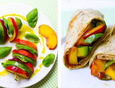 That's a Wrap! Peach Basil Avocado Balsamic + Green Cashew Banana.  Can't wait to try the peach basil avocado wrap!