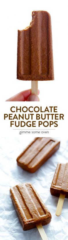 
                    
                        6-Ingredient Chocolate Peanut Butter Fudge Pops -- quick and easy to make, full of protein, and so tasty! | gimmesomeoven.com
                    
                