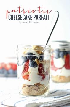 Patriotic No Bake Cheesecake Parfait | A Night Owl Blog