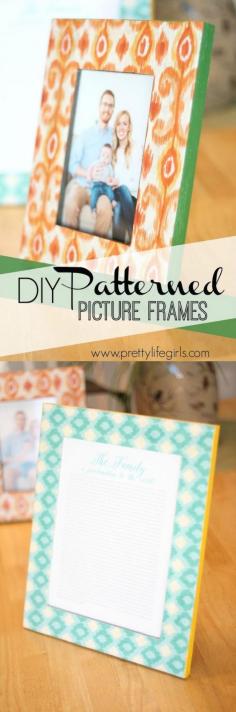 Use this tutorial for patterned DIY frames to spice up some existing frames around your home - adds a fun pop of color!