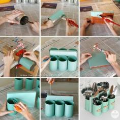 
                    
                        DIY Rustic Home Decor Ideas | DIY Silverware Caddy Painted Tin Cans
                    
                