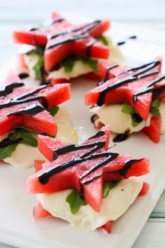 Watermelon "Caprese" with Balsamic Glaze (with DeLallo's balsamic glaze) (R)