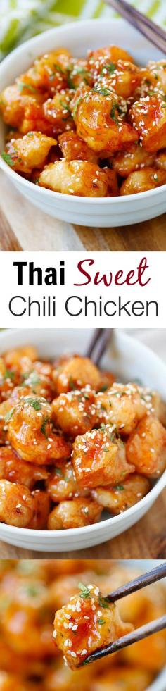 Thai Sweet Chili Chicken – amazing and best-ever chicken recipe with sticky, sweet and savory sweet chili sauce.