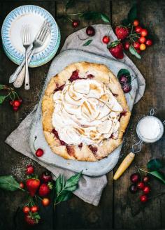 
                    
                        Sour Cherry Strawberry Meringue Galette
                    
                