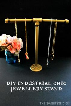 DIY galvanized steel pipe jewellery stand tutorial - via the sweetest digs