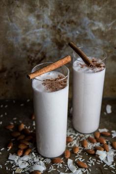 Hot Rum Horchata {Dairy free!} I think I am going to make a version of this later without the rum as I cannot have alcohol. Seems like a good recipe for sustenance when you're ill and cannot eat solid food.