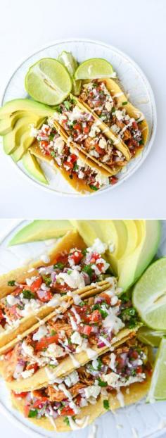 Chicken tacos lime crema