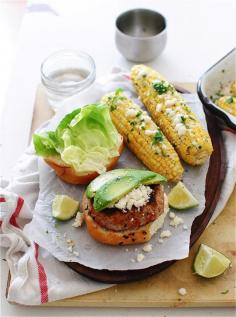Sun-dried Tomato Turkey Burgers with Roasted Corn