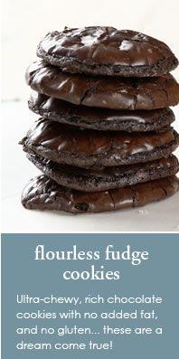 flourless fudge cookies...like the idea one reviewer gave of using it as a gluten free cheesecake crust #glutenfree #gluten #recipe #healthy #recipes
