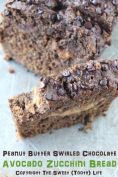 Peanut Butter Swirled Chocolate Avocado Zucchini Bread