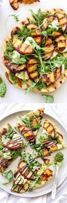 
                    
                        Dinner in 30 minutes! Fresh mozzarella chunks and arugula pesto give this flatbread a bit of a caprese flavor | foodiecrush.com
                    
                
