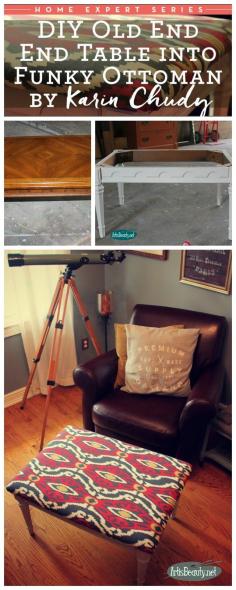 ART IS BEAUTY: Old End table turned FUNKY and FUN Ottoman