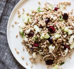 
                    
                        FARRO SALAD WITH LEMON HERB VINAIGRETTE
                    
                