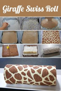 Giraffe Cake Roll (Recipe in Japanese) Idea how to Mae the giraffe print on a cake