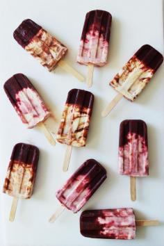cherry honey yogurt ice pops