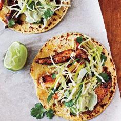 Ancho Chicken Tacos with Cilantro Slaw and Avocado Cream (original by COOKING LIGHT magazine)