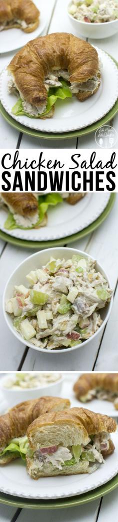 Chicken Salad Sandwich - These easy to make chicken salad sandwiches are so simple and tasty. Makes a lot, so its perfect for quick lunches or a pot luck.