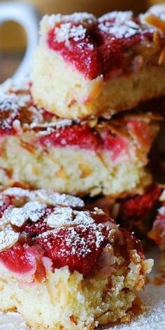 Strawberry almond cake bars