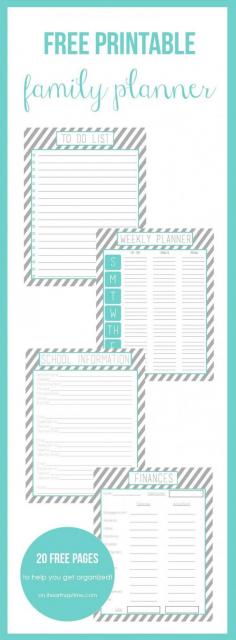 
                    
                        Free printable family planner on iheartnaptime.com -over 20 free printables to help you get organized!
                    
                