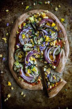 Grilled Eggplant, Zucchini and Corn Pizza (a Vegetarian Recipe idea)