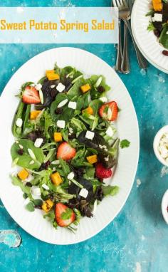 Fresh and delicious for spring! This Sweet Potato Spring Salad would be great as a side salad or add a little grilled chicken and make it your main course. - All that's Jas for Kenarry.com