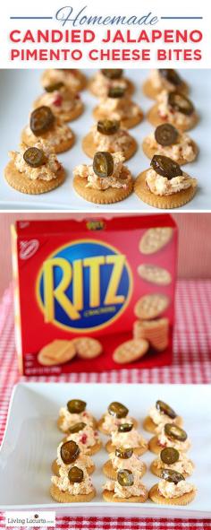 #GameDay #Football or #HungerGames #Candied #Jalapeño #Pimento #Cheese #Bites. #Easy and Delicious #Party #Appetizer #Recipe LivingLocurto.com