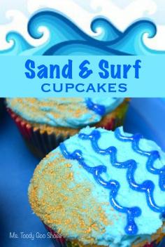 Sand & Surf Cupcakes: So perfect for a summer BBQ or beach-theme party! | Ms. Toody Goo Shoes