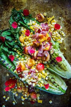 
                    
                        Grilled Romaine and Corn Salad with Pickled Cherries
                    
                