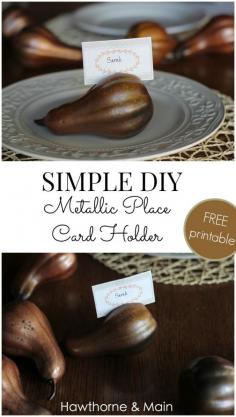 simple DIY metallic place card holders