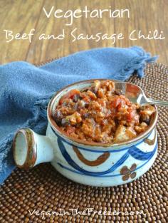 Vegetarian Beef and Sausage Chili Recipe - Vegetarian & Vegan Recipes http://veggiefocus.com