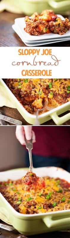 Sloppy Joe Cornbread Casserole Recipe - an easy weeknight recipe for the family
