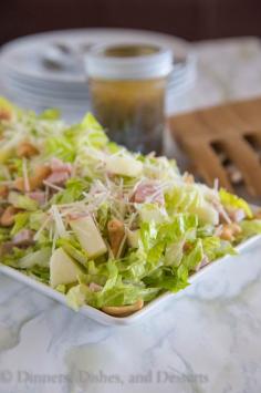 Pear, Cashew and Canadian Bacon Salad with Poppy Seed Dressing - a great lunch or dinner summer salad with sweet pears, crunchy cashews, salty Canadian bacon and sweet poppy seed dressing.  No heating up the kitchen!