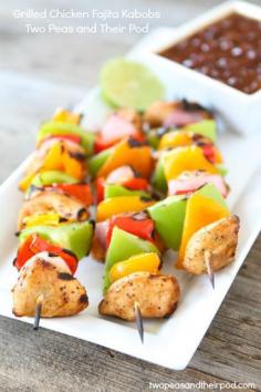 Grilled Chicken Fajita Kabobs  #recipe #chicken